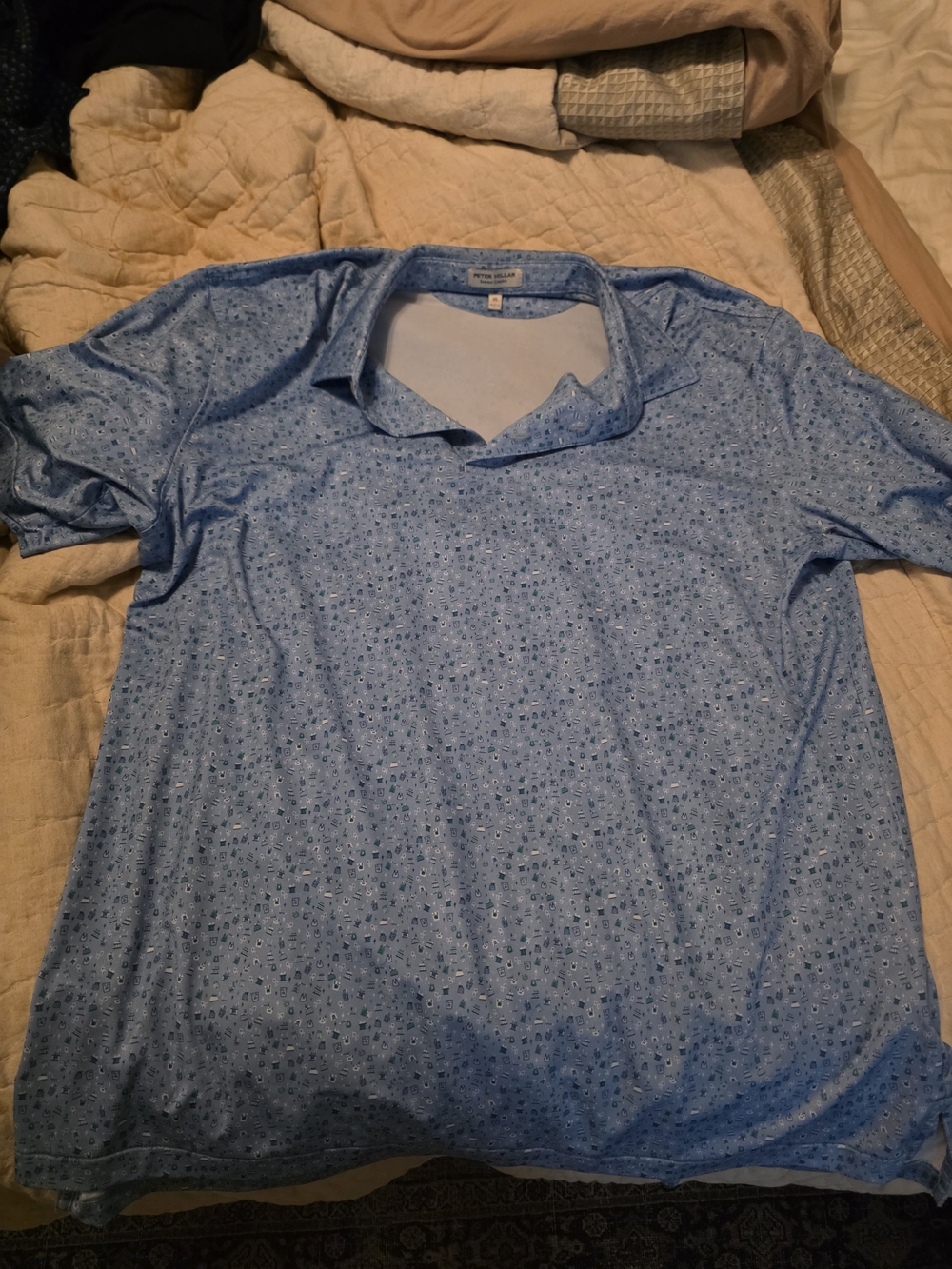 Peter Millar Light Blue Micro-Pattern Polo